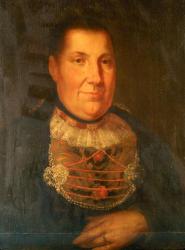 Ölemälde von Joseph Reinhard, Horw. Barbara Elmiger von Hochdorf, die Frau von Ignaz Kopp (1751-1833), Stiftsoffizial und Fleckenweibel in Beromünster, Pintenwirt im Haus zum Dolder.